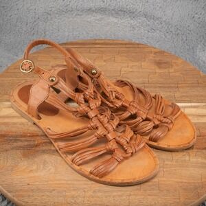 Seychelles‎ Sandals Women's 8.5 Slingback Ankle Strap Flats Brown Leather Casual